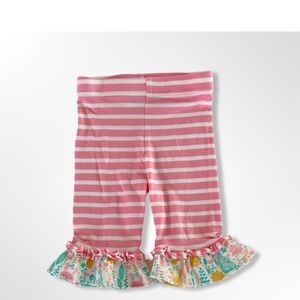 Rare Editions Pink Striped Ruffle Leggings
